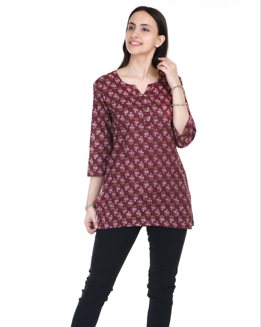 Sanganeri Hand-Block Printed Cotton Short Kurta