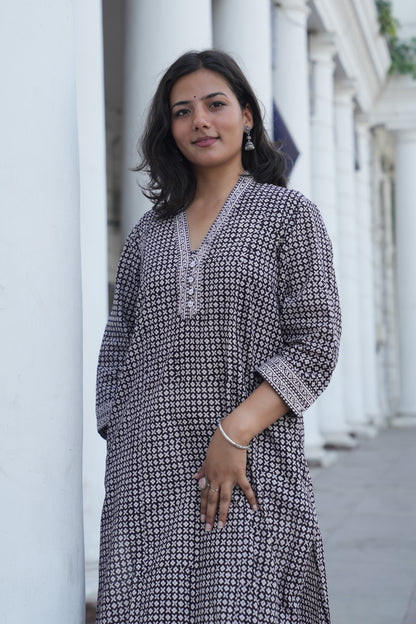 Black Bagh Handprinted Cotton Kurta