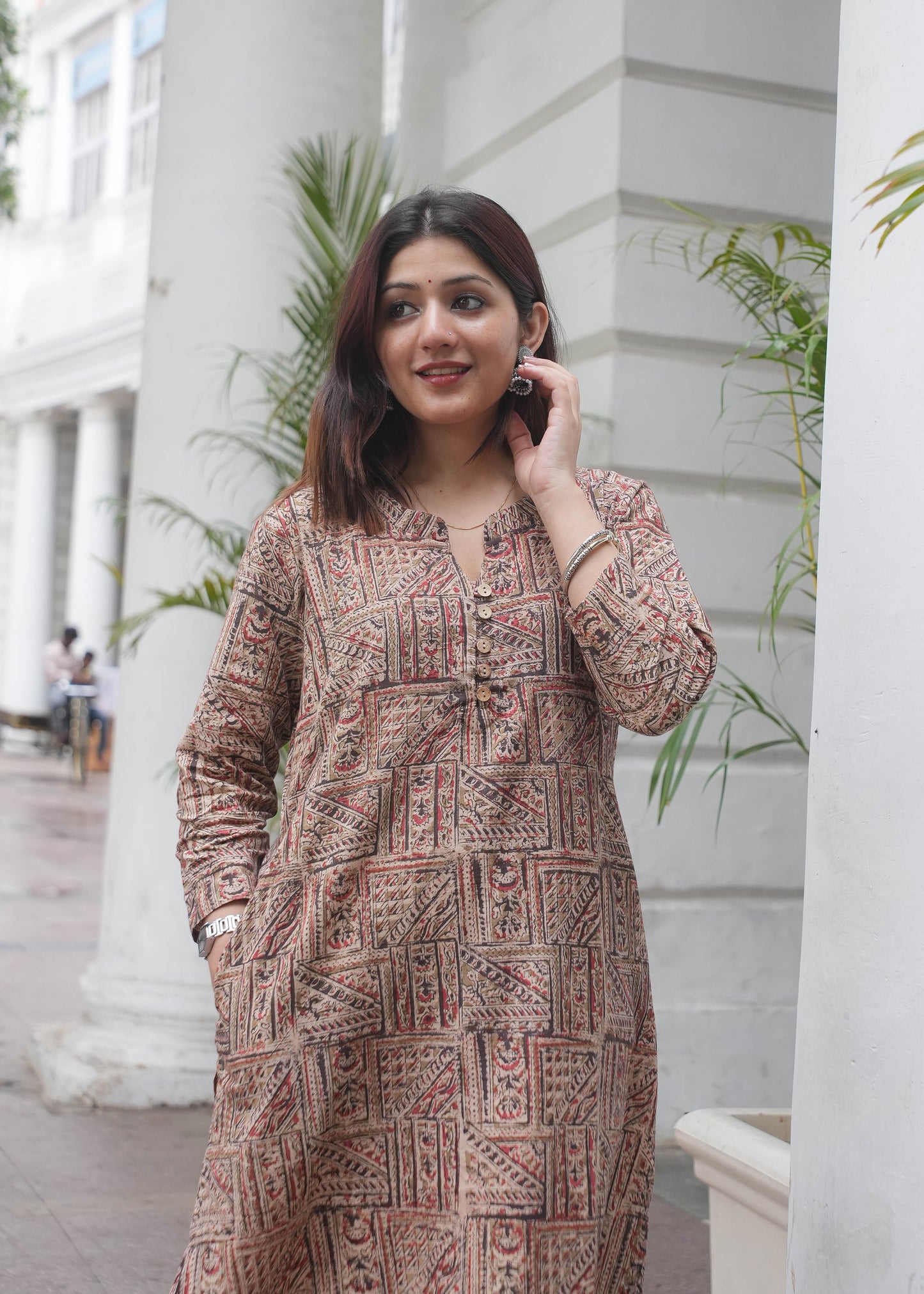 Handblock printed A line kalamkari kurta
