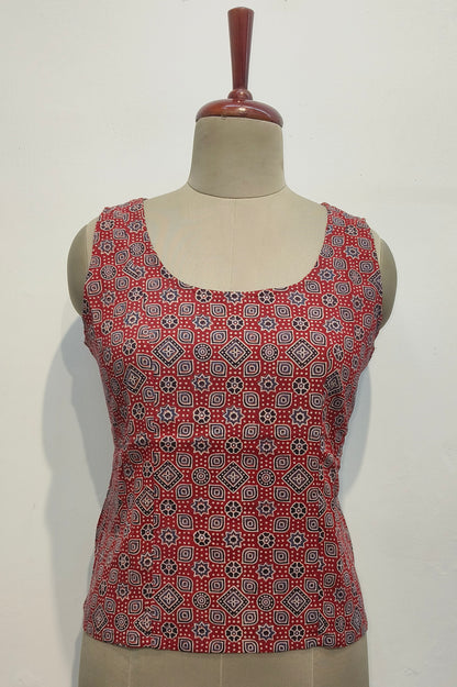 Red Ajrakh Crop top