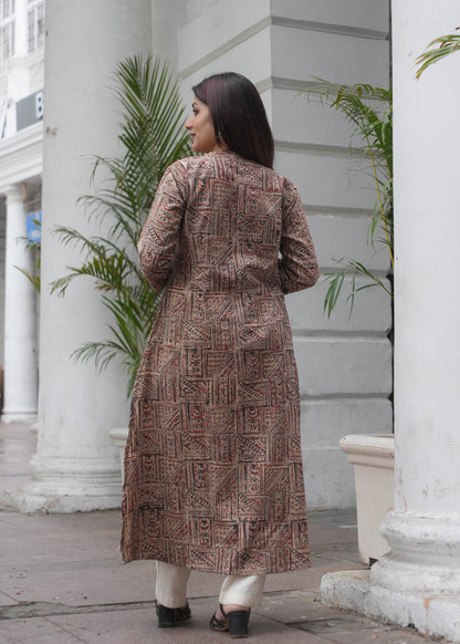 Handblock printed A line kalamkari kurta