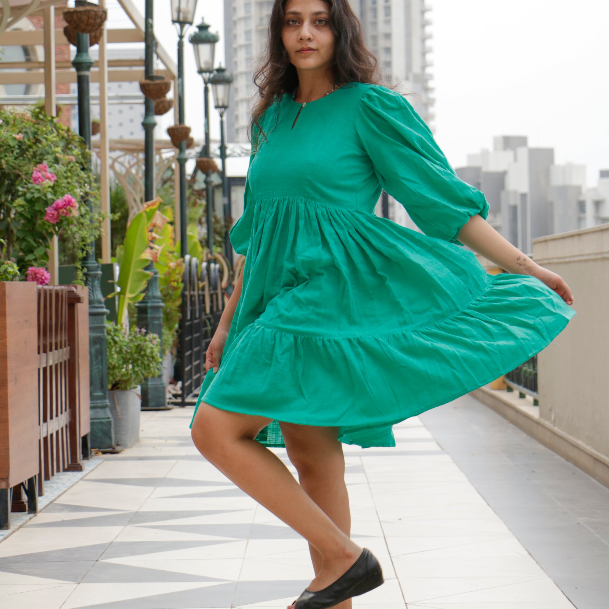 Layla, Linen calf-length dress