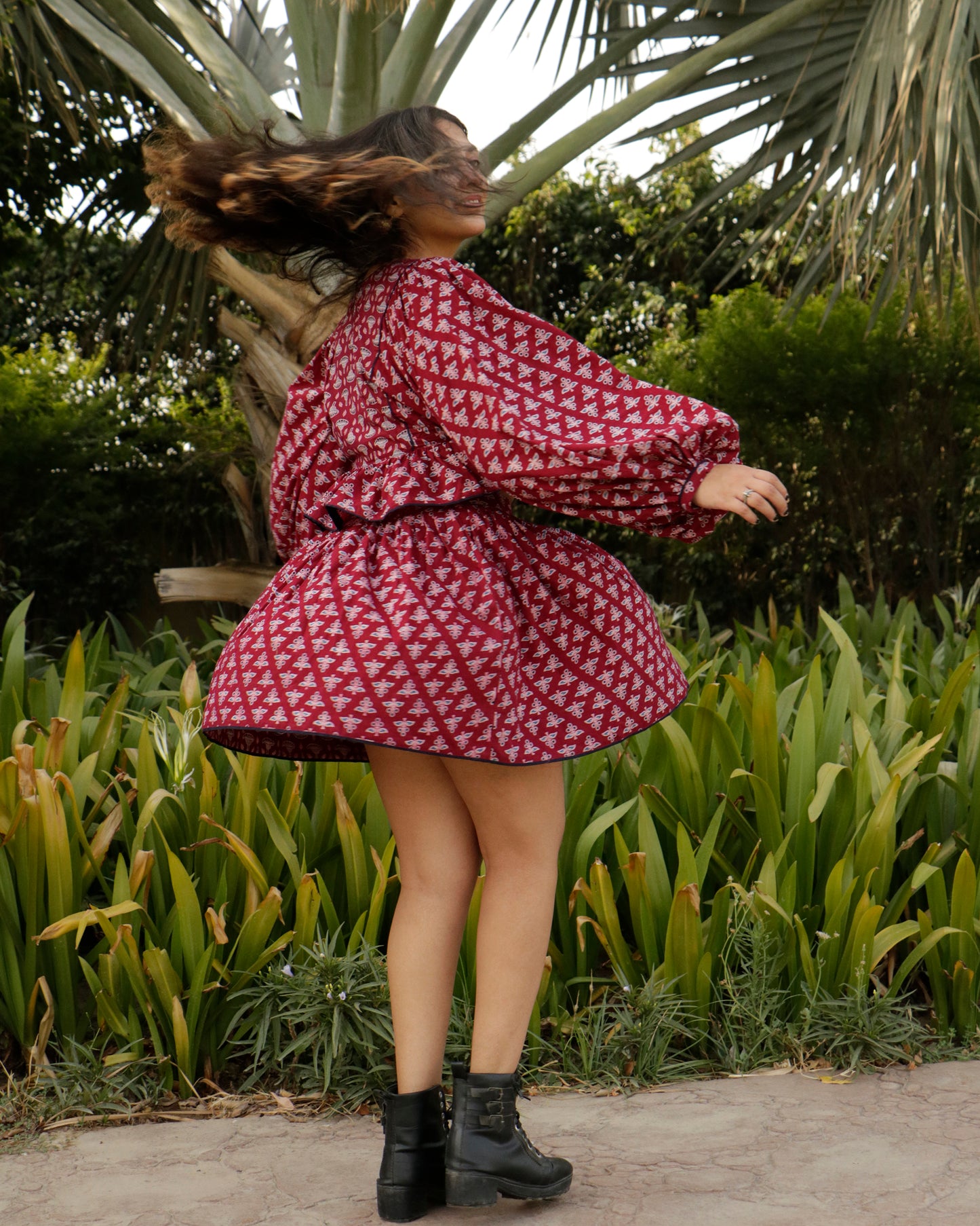 Zoya, Ajrakh Printed Cotton Skirt and Top Set