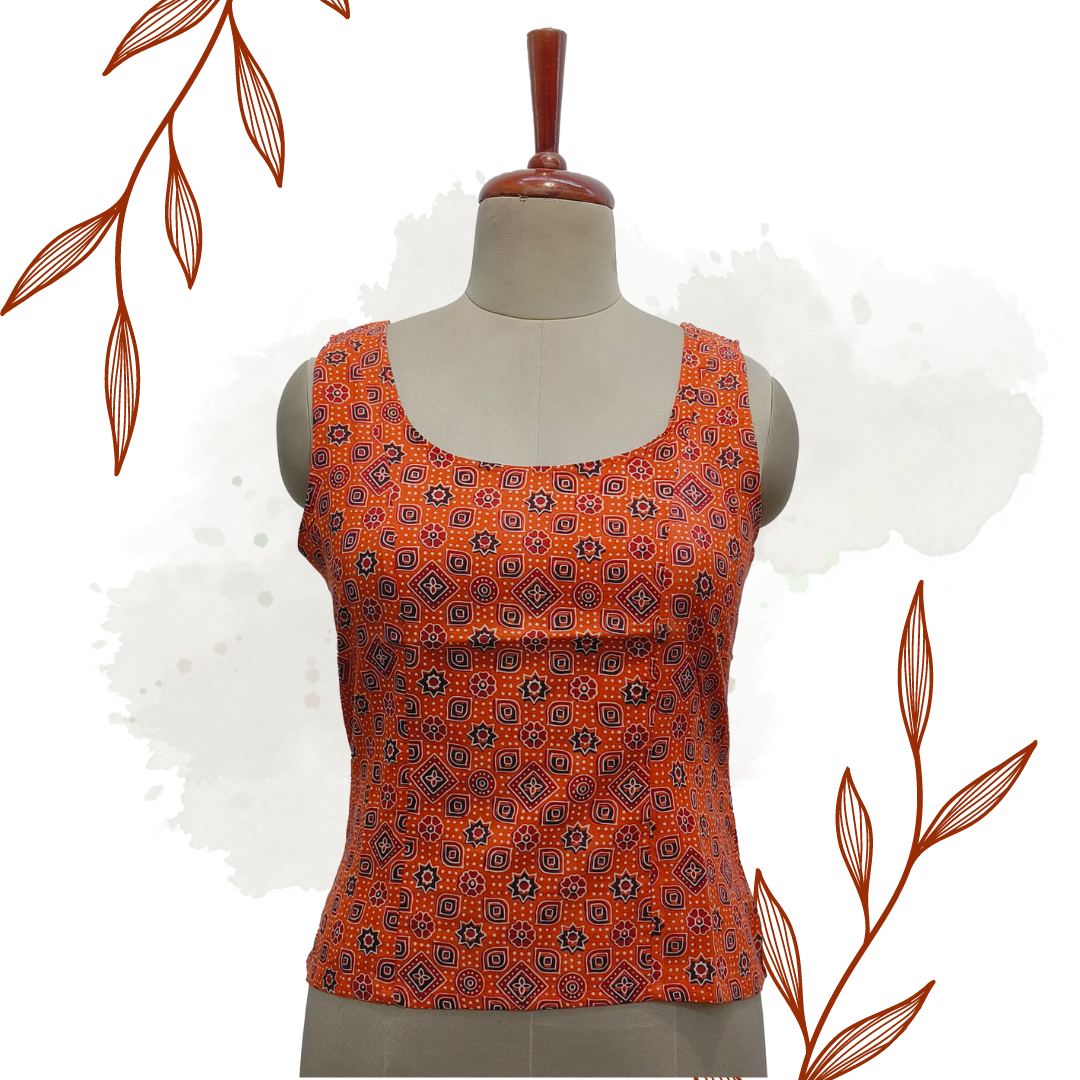 Ajrakh orange Crop top