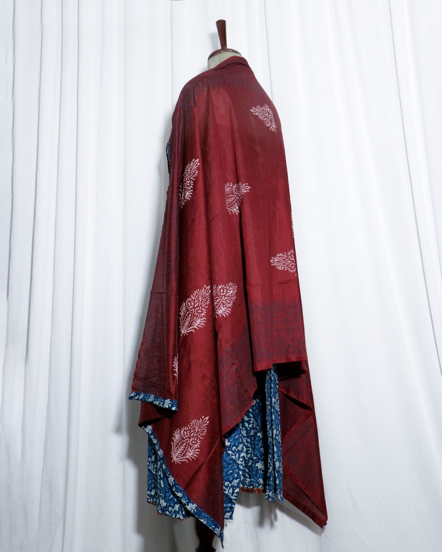 Indigo Handprinted printed cotton Unstitched 3 Piece Suit Set