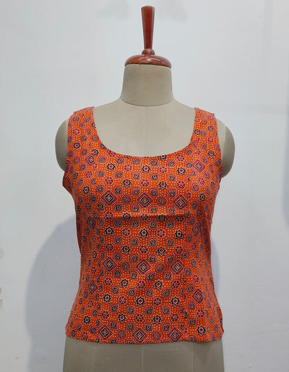 Ajrakh orange Crop top