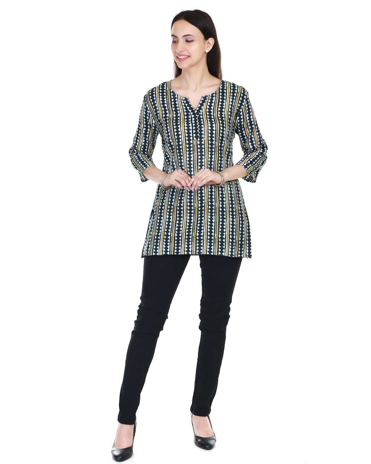 Sanganeri Kantha-Stitched Cotton Short Kurta