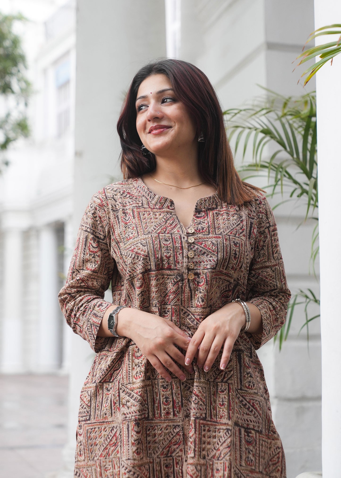 Handblock printed A line kalamkari kurta