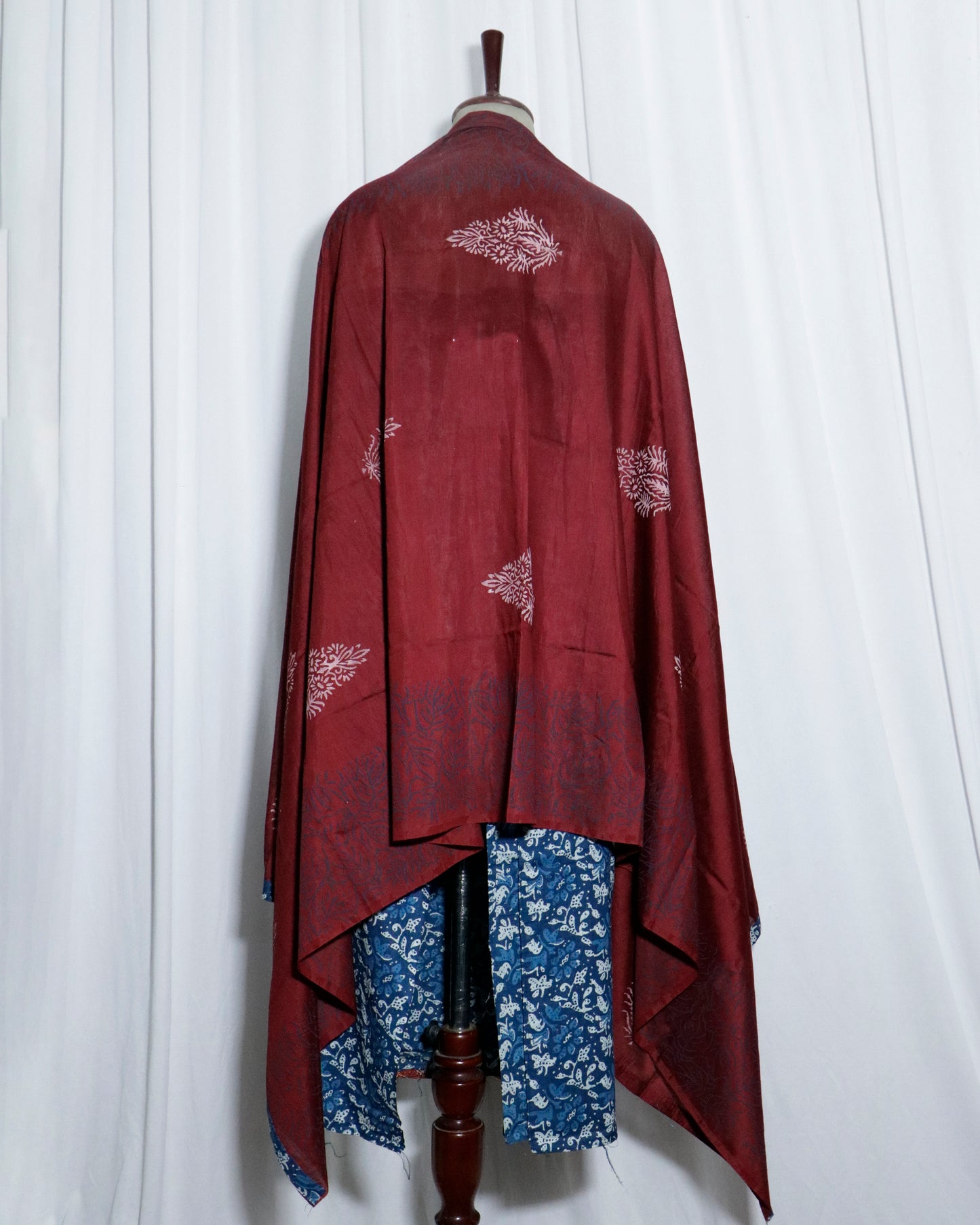 Indigo Handprinted printed cotton Unstitched 3 Piece Suit Set