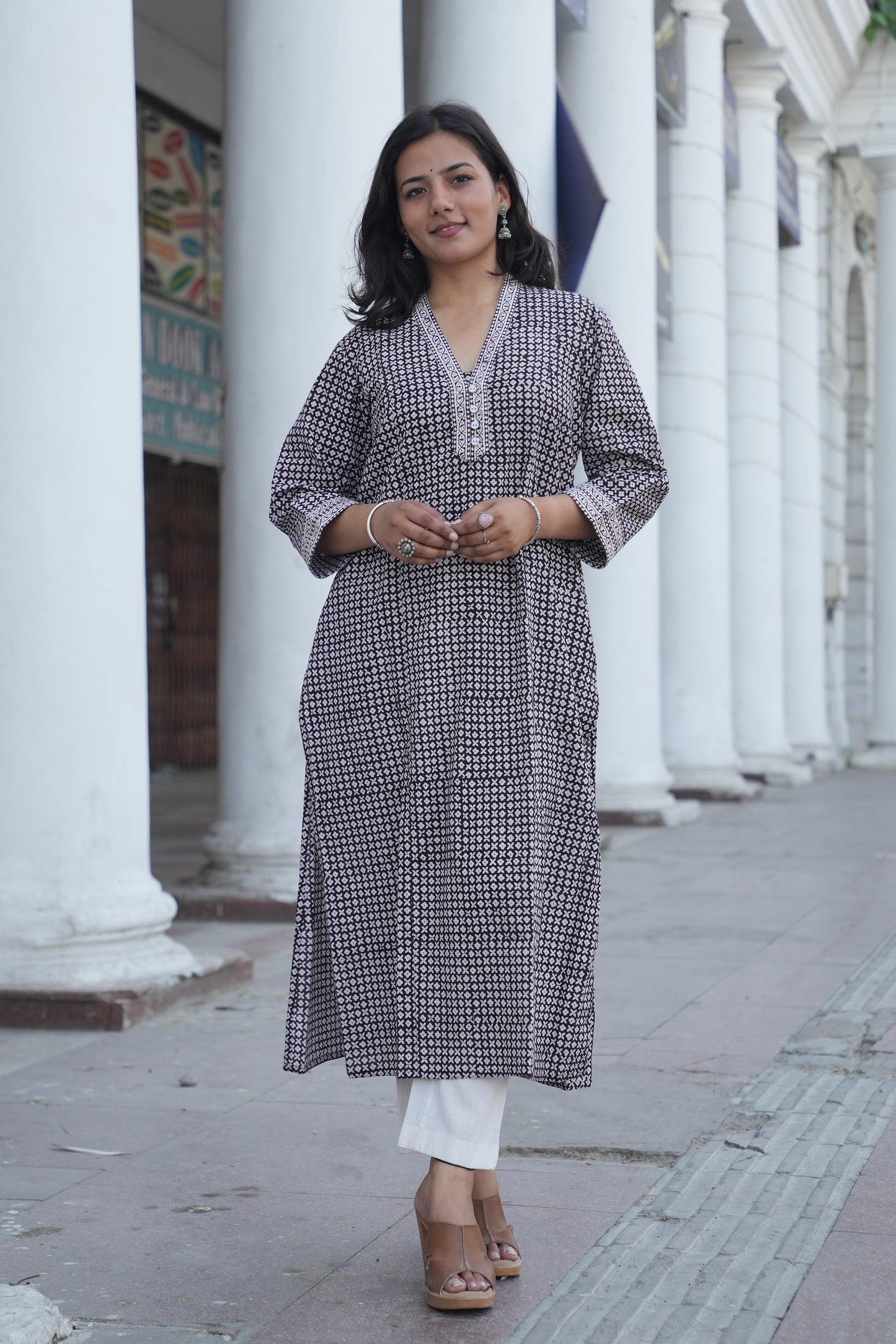 Black Bagh Handprinted Cotton Kurta