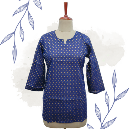 Blue banarasi  cotton kurta