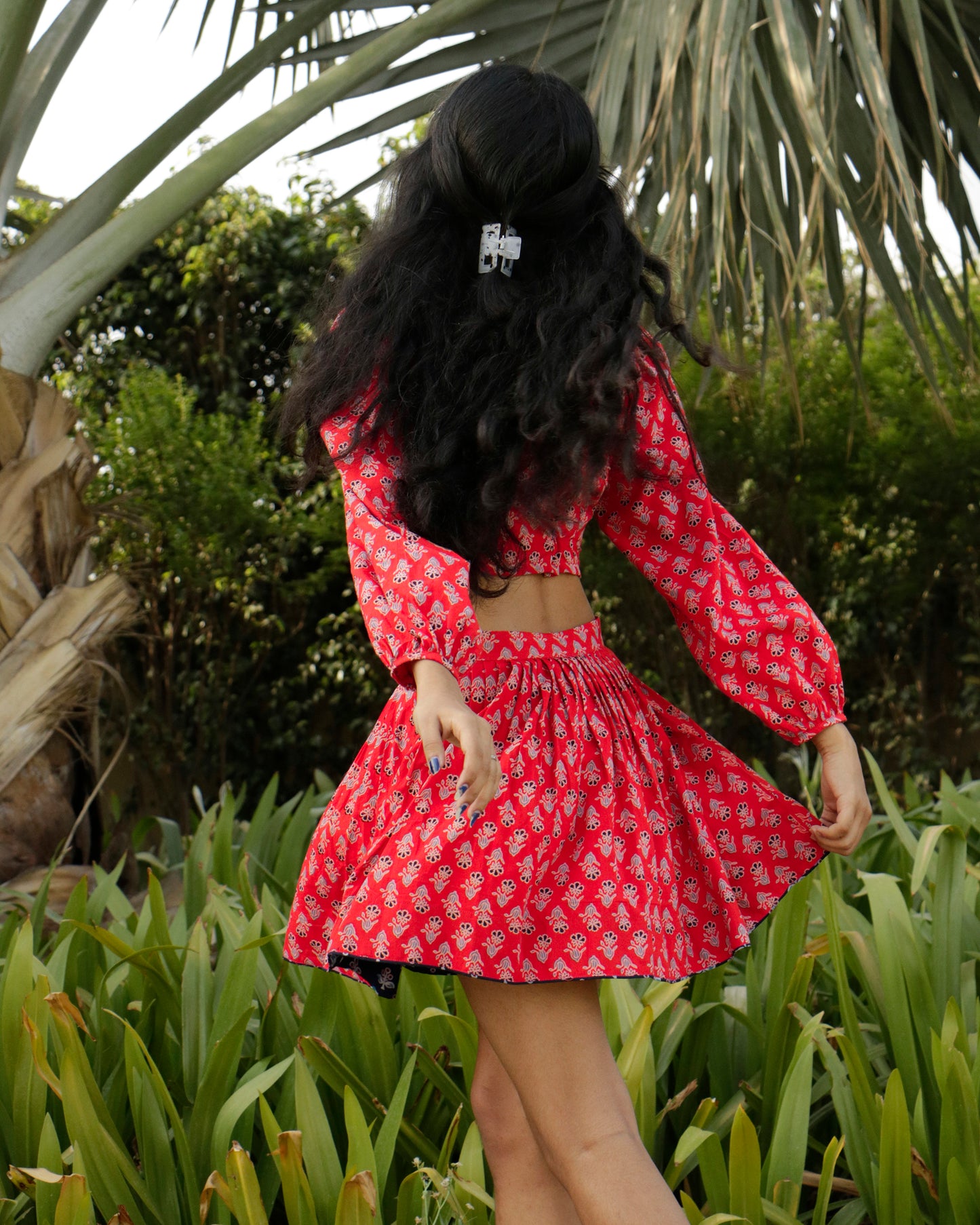 Inaya, Ajrakh Printed Cotton Skirt and Top Set