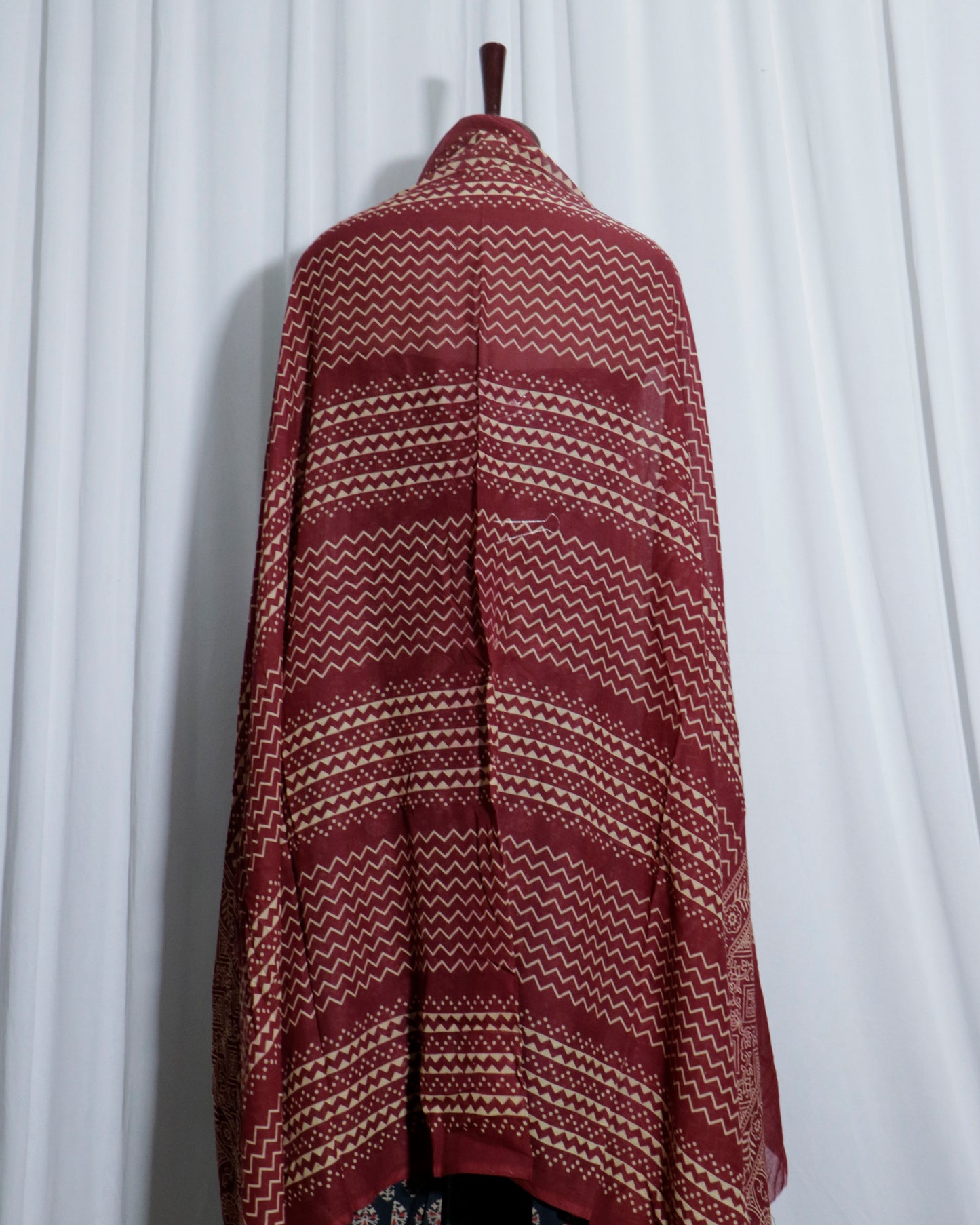 Mirror worked Ajrakh Handprinted cotton Suit set with mul-mul dupatta