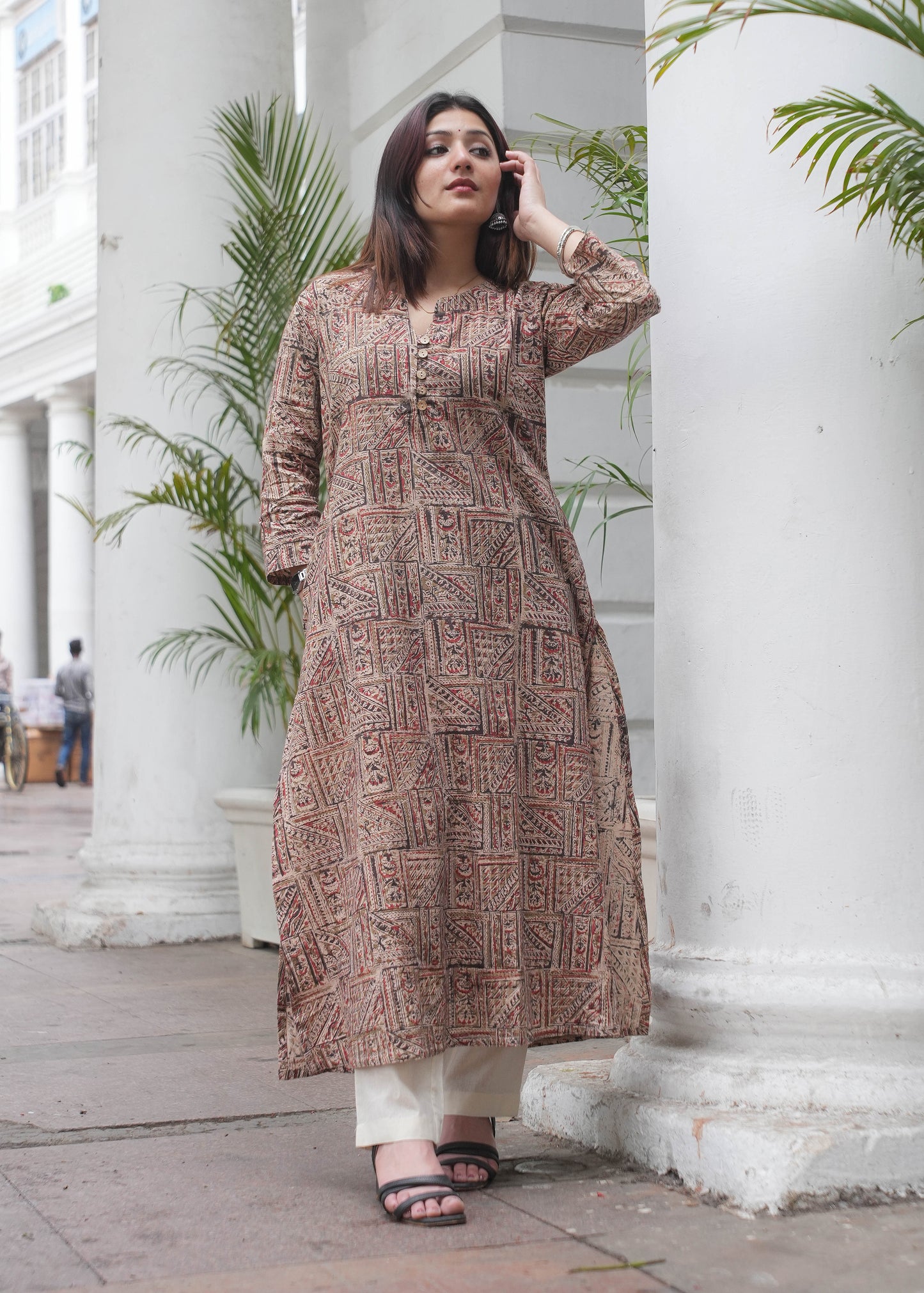 Handblock printed A line kalamkari kurta