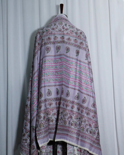 Qureshia Lace Printed cotton 3 piece suit set with mul-mul dupatta