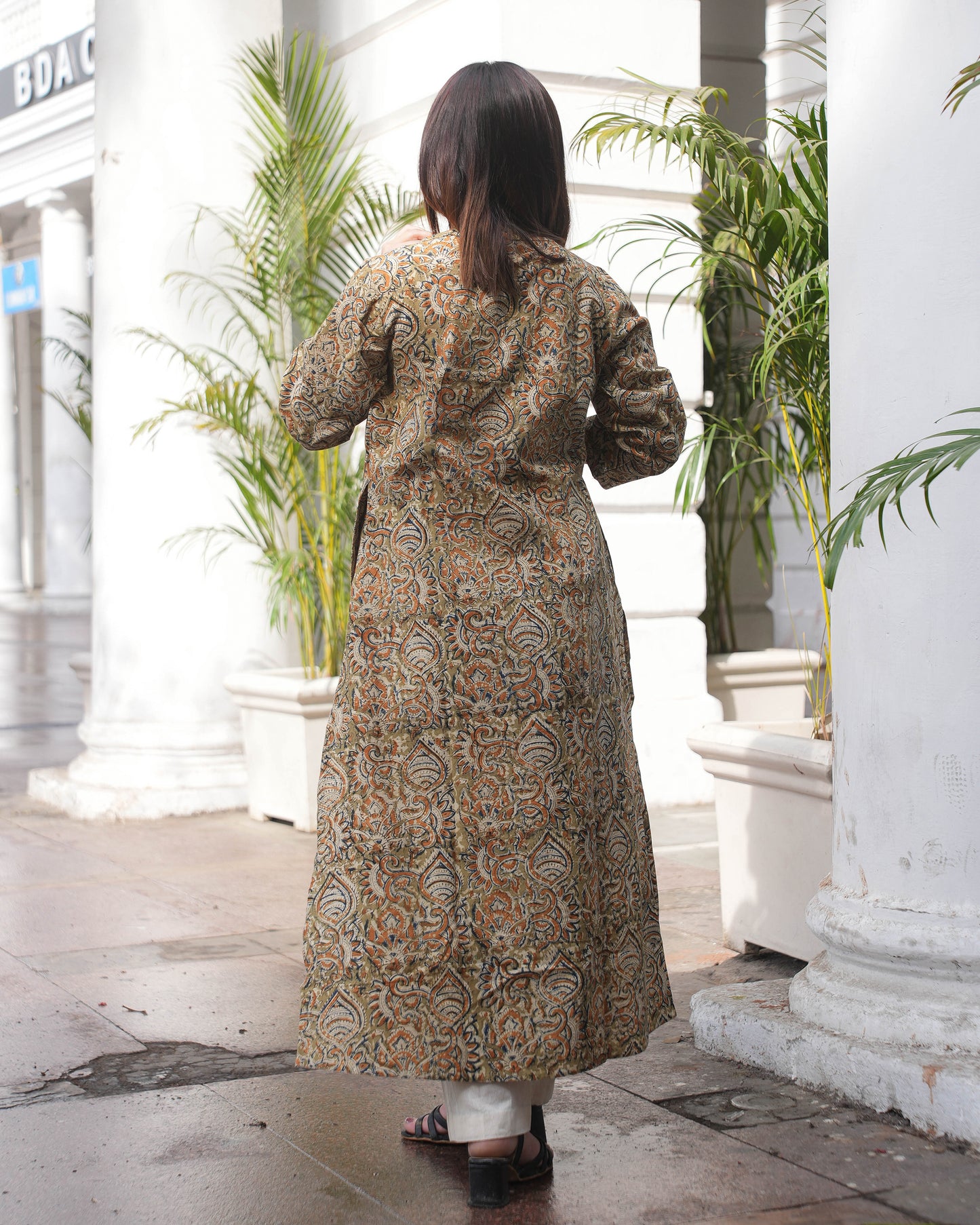 Earthy Kalamkari Handblock Cotton Kurta – A-Line Fit