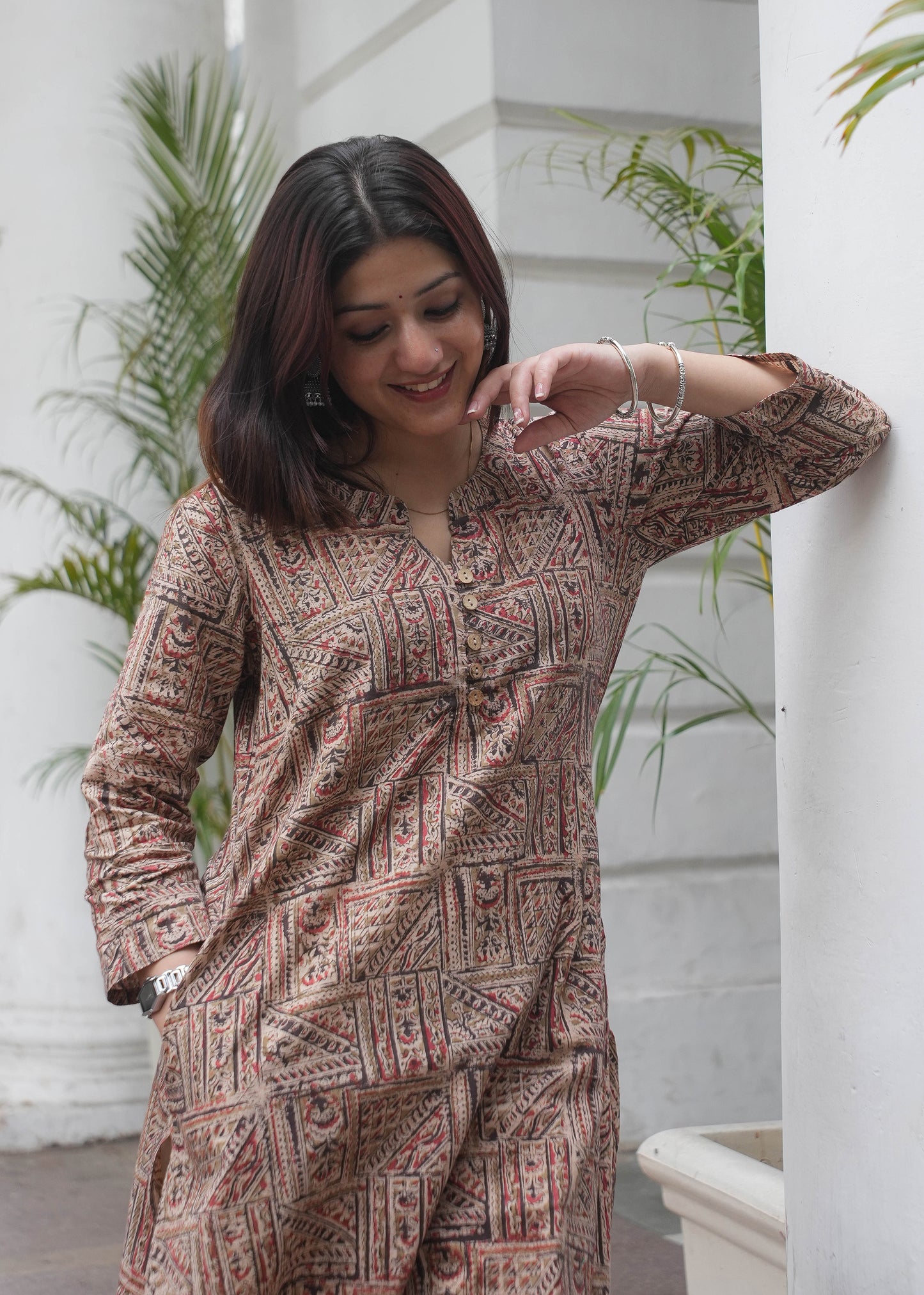 Handblock printed A line kalamkari kurta