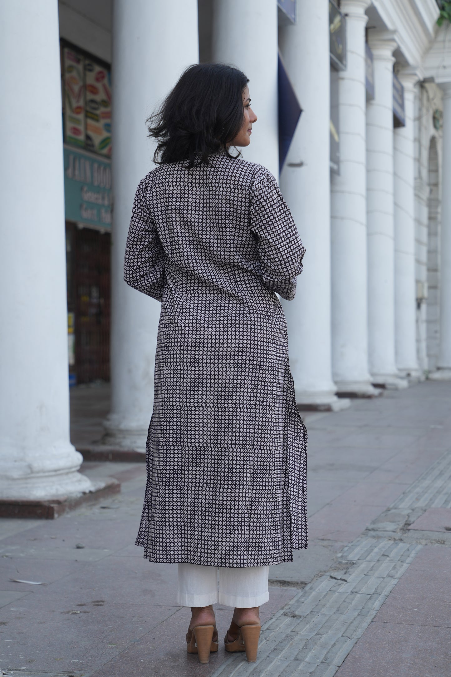 Black Bagh Handprinted Cotton Kurta