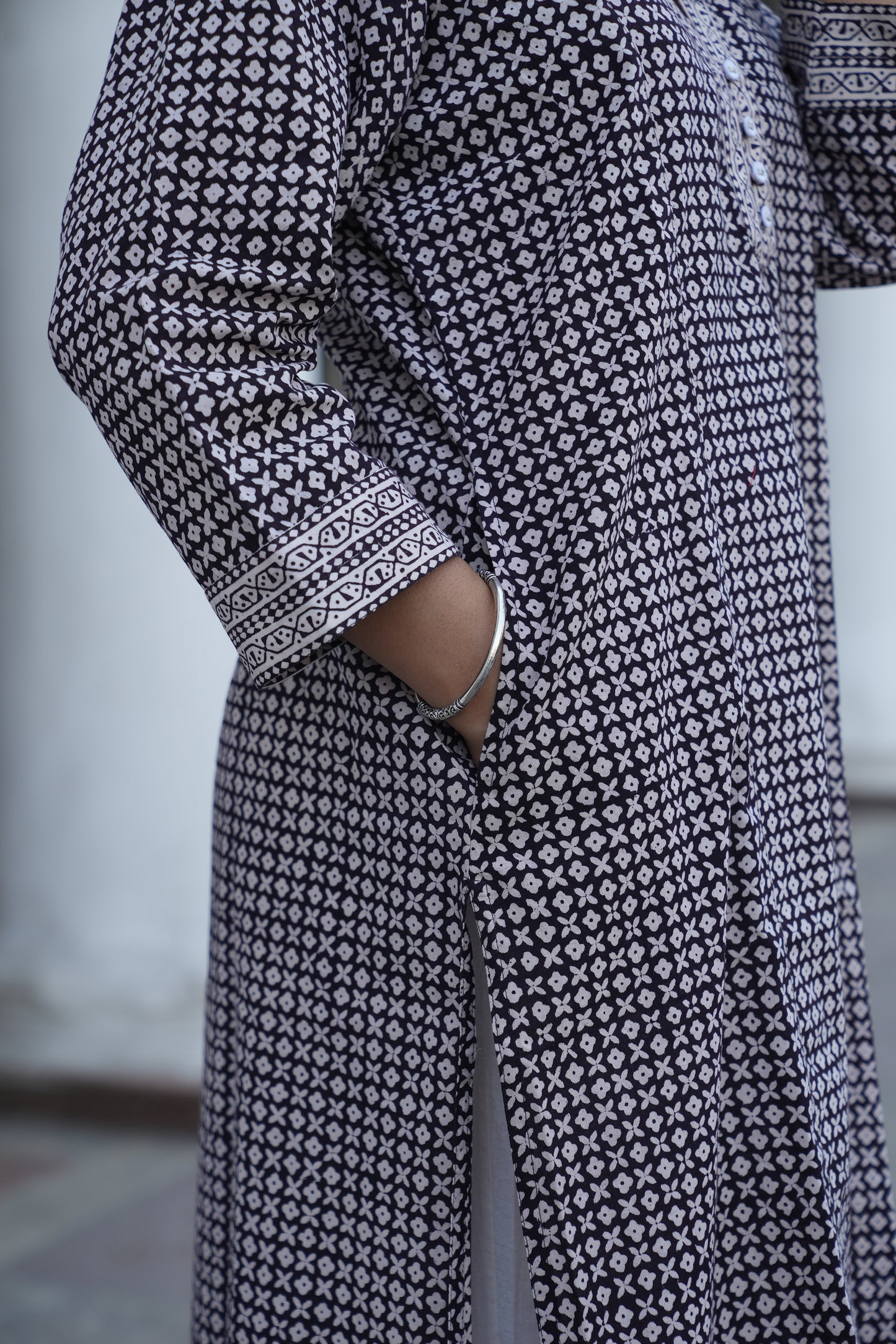 Black Bagh Handprinted Cotton Kurta