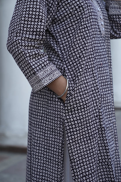 Black Bagh Handprinted Cotton Kurta
