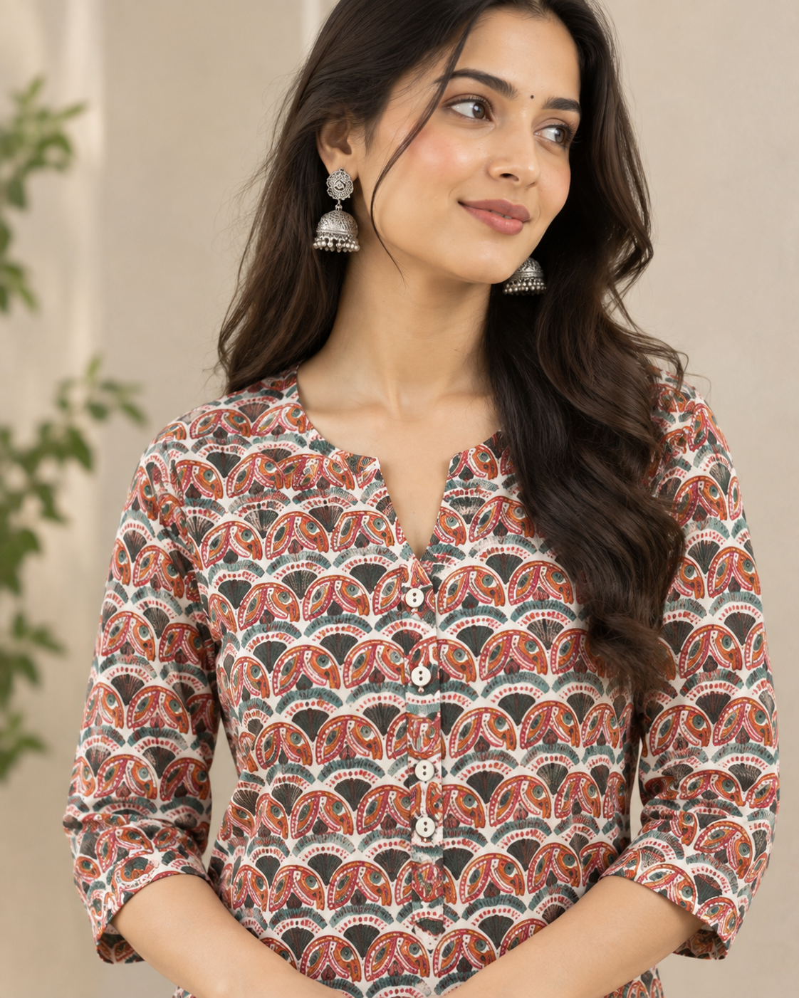 Sanganeri Hand Block Printed Cotton A-Line Kurta for Women