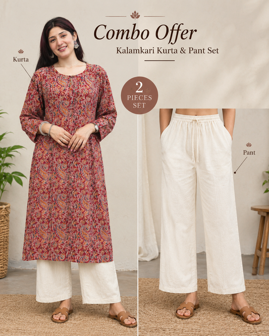 COMBO OFFER – Handblocked Kurta + Linen Pant