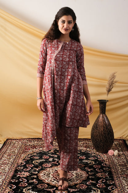 Mahira, Handcrafted Bagh Print Co-ord Set with Stylish Cut