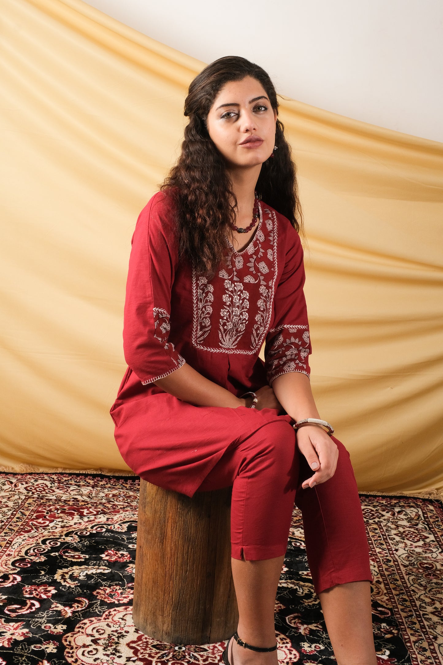 Adaa, Maroon lilen Co-Ord set