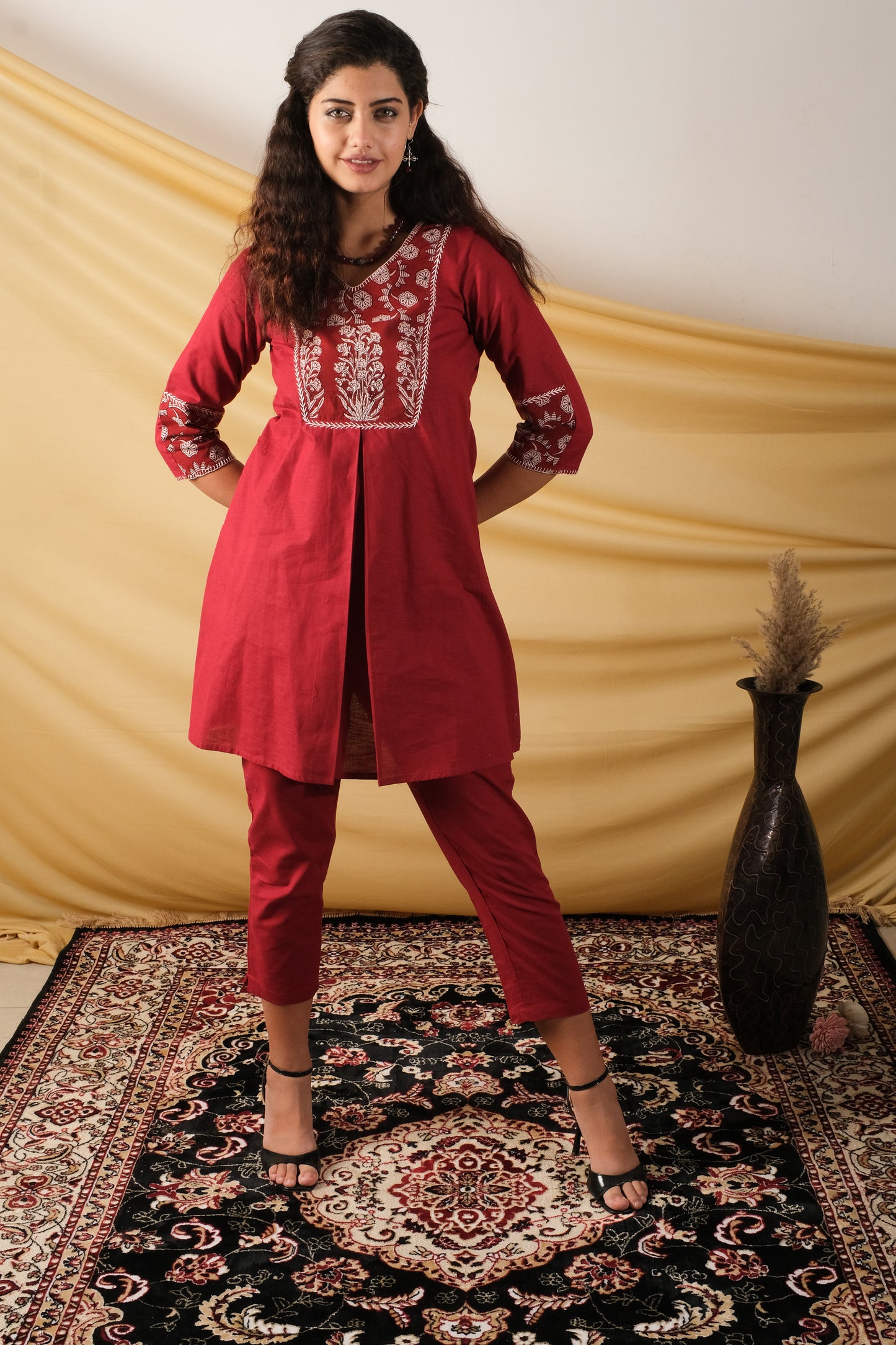 Adaa, Maroon lilen Co-Ord set