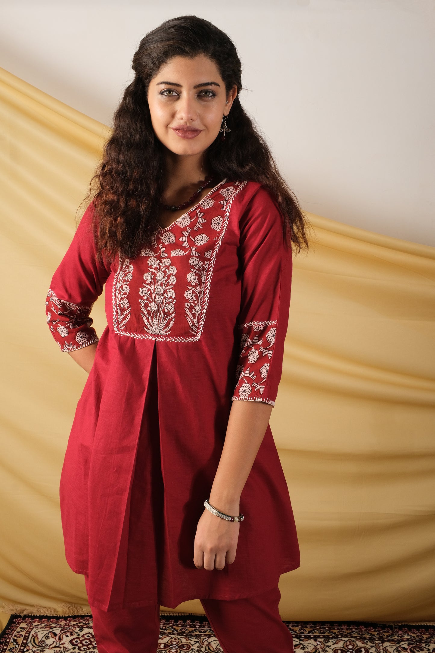 Adaa, Maroon lilen Co-Ord set