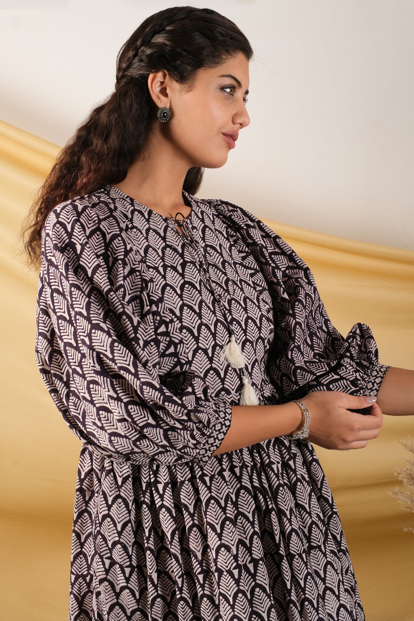 Ruhani, black and white bagh printed cotton co-ord set