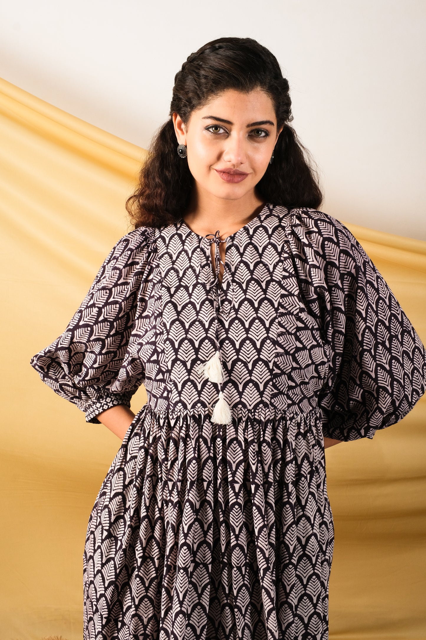 Ruhani, black and white bagh printed cotton co-ord set