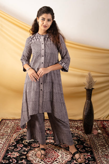 Zehra, bagh printed black and white co-ord set