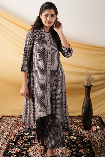 Zehra, bagh printed black and white co-ord set