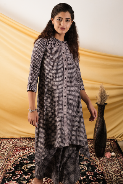 Zehra, bagh printed black and white co-ord set