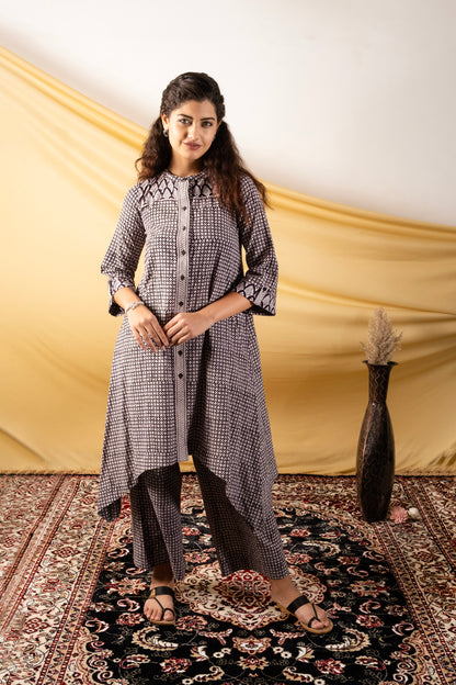 Zehra, bagh printed black and white co-ord set