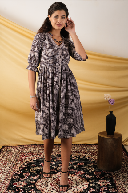 Noor-e-Bagh, black and white knee length dress