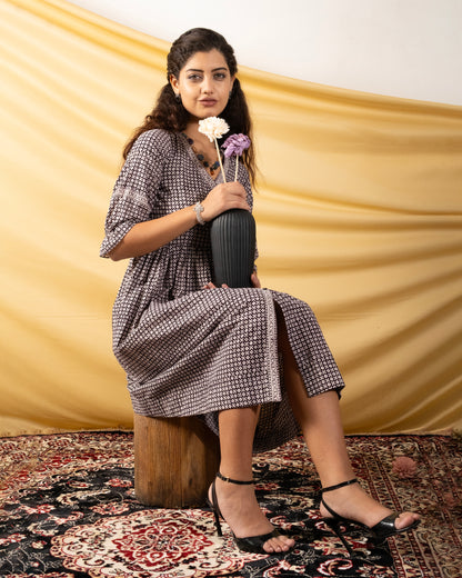 Noor-e-Bagh, black and white knee length dress