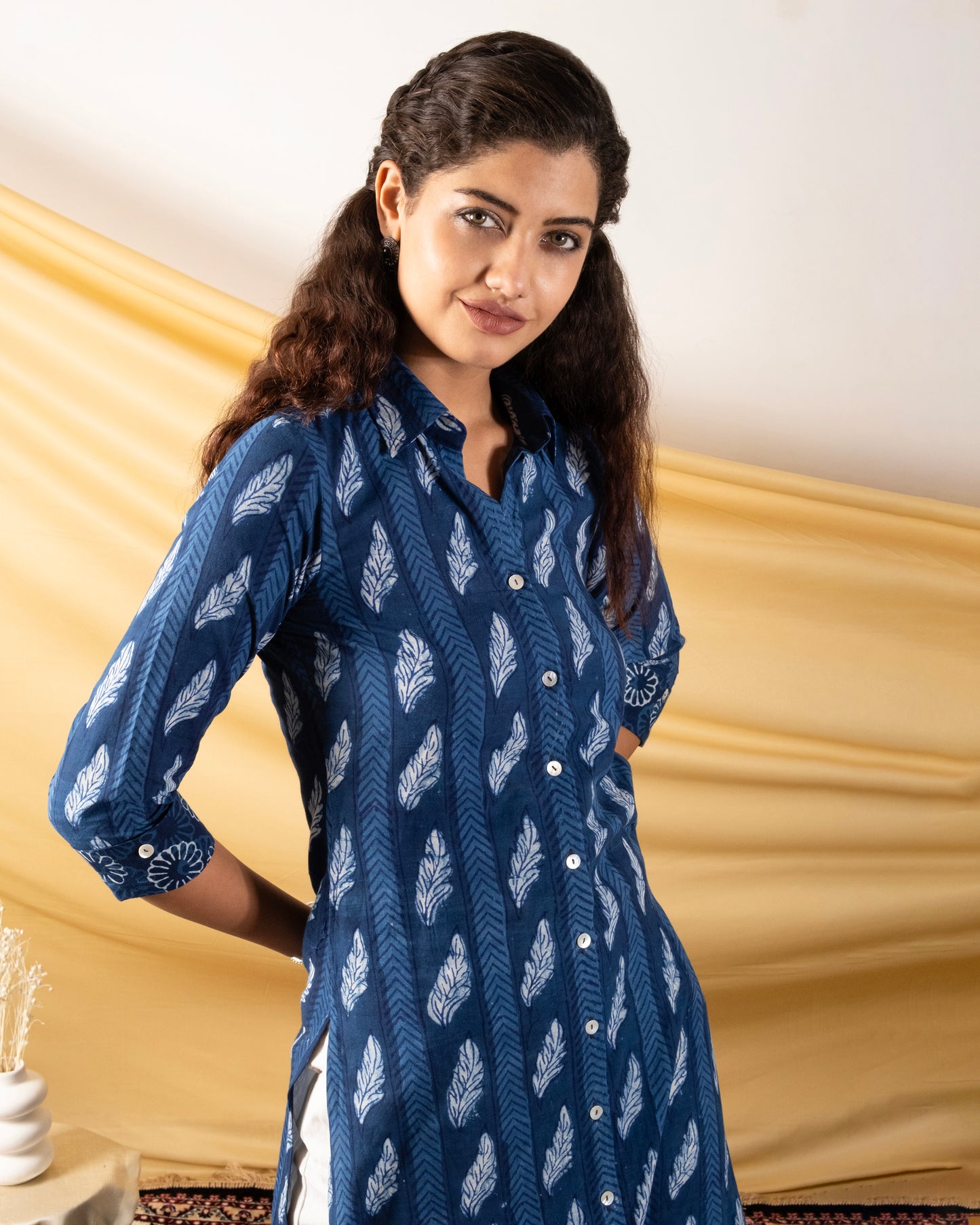 Neelakshi – Dabu Handblocked A-Line Cotton Shirt