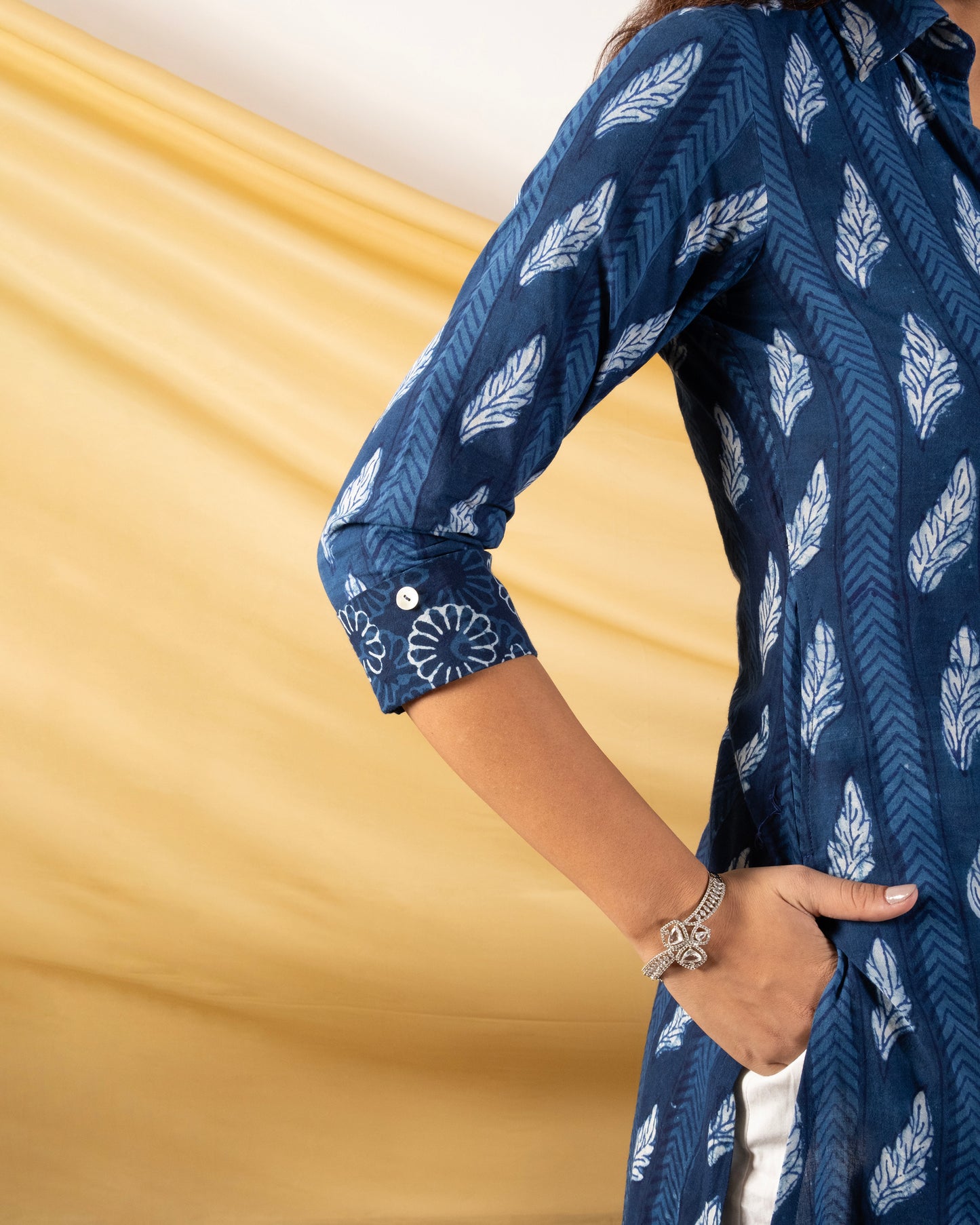 Neelakshi – Dabu Handblocked A-Line Cotton Shirt