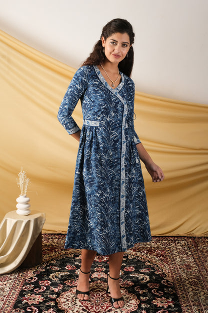 Neel, Angrakha cotton calf length dress