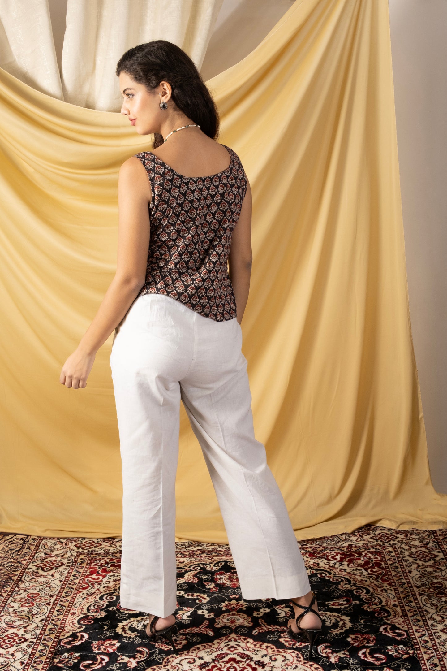 Noor, "Naturally Dyed Handblocked Cotton Crop Top