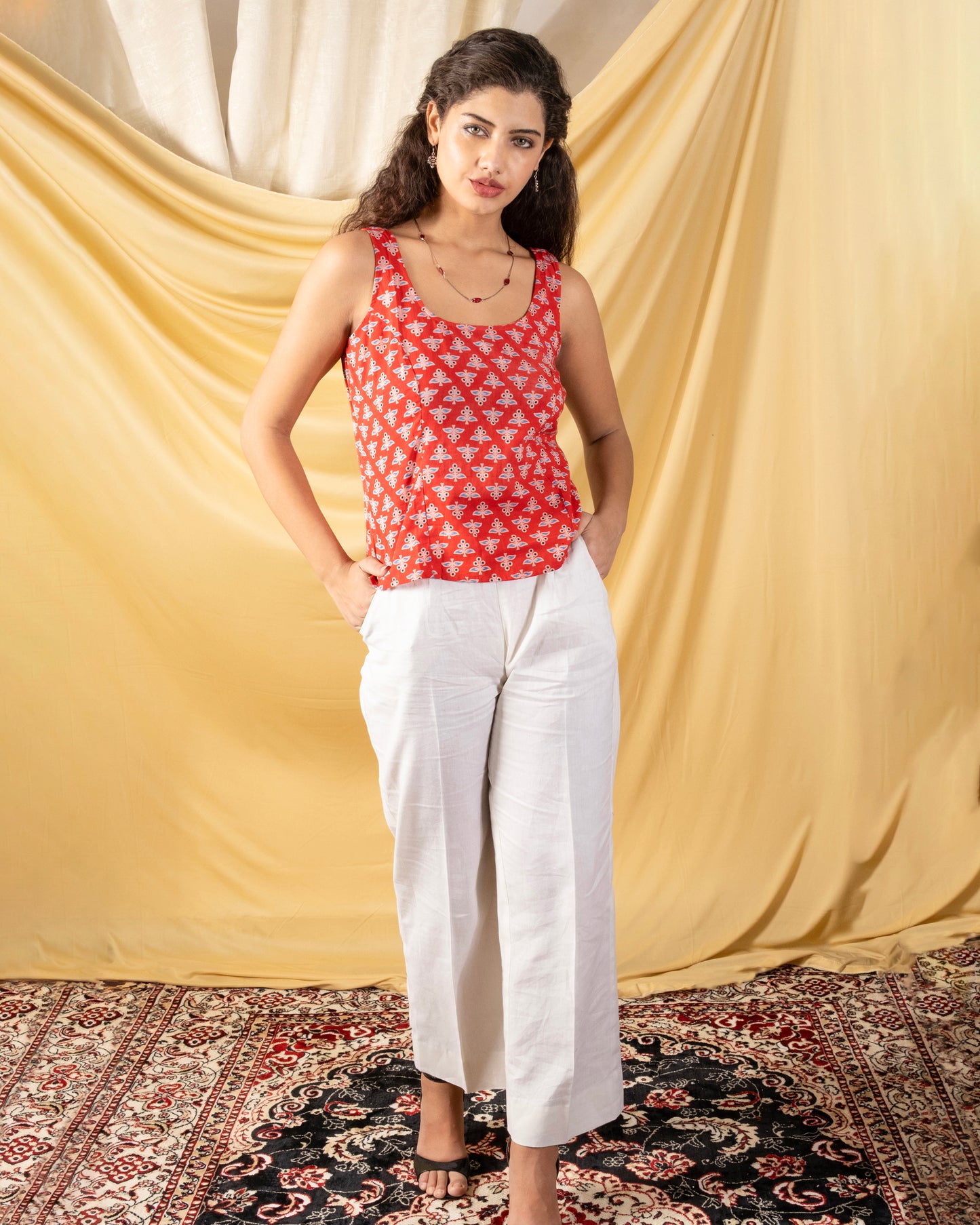 Zeenat, "Naturally Dyed Handblocked Cotton Crop Top