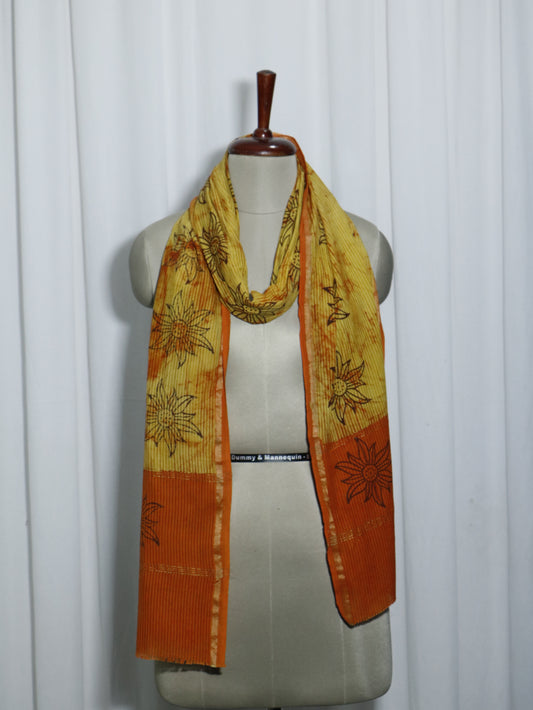 Handloom Maheshwari Cotton Silk Block Printed Stole