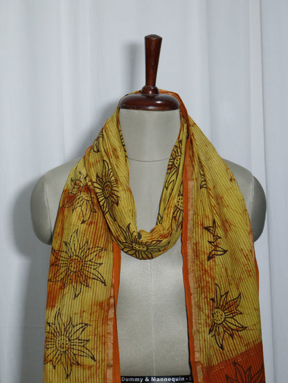 Handloom Maheshwari Cotton Silk Block Printed Stole