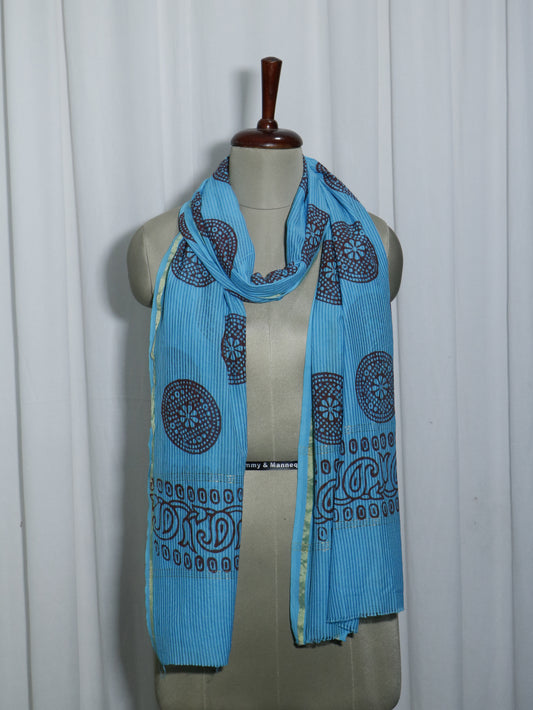 Handloom Maheshwari Cotton Silk Block Printed Stole