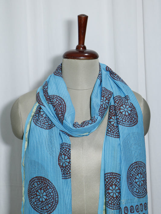 Handloom Maheshwari Cotton Silk Block Printed Stole