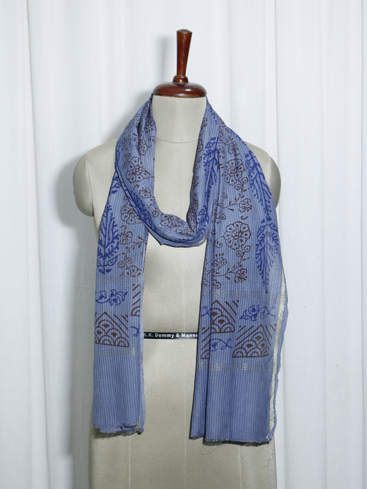 Handloom Maheshwari Cotton Silk Block Printed Stole