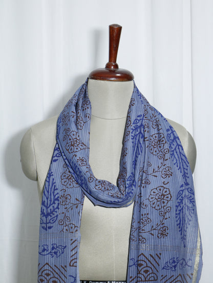 Handloom Maheshwari Cotton Silk Block Printed Stole
