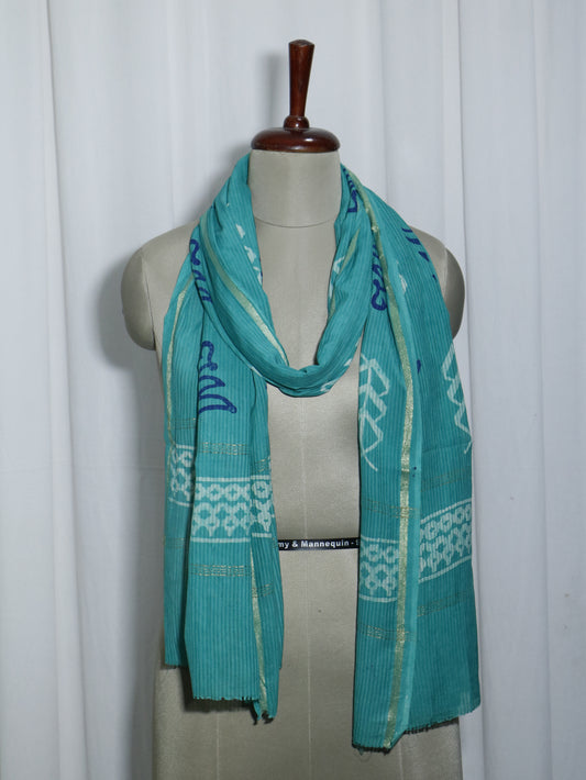Handloom Maheshwari Cotton Silk Block Printed Stole